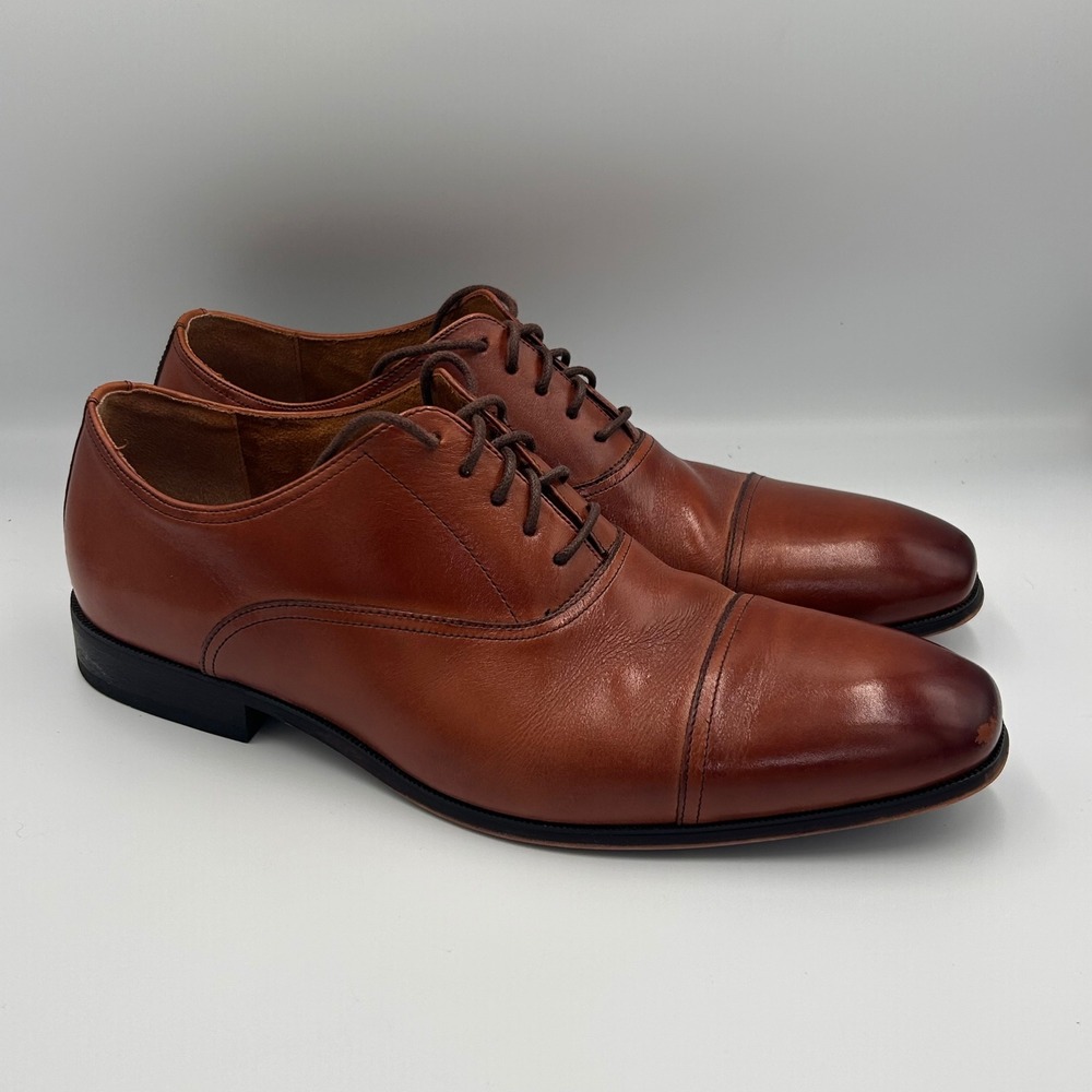 Florsheim Mens Cognac Brown Leather Cap Toe Oxford Dress Shoes 10D